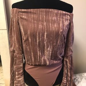 Olivaceaus 💛 Mauve Crushed Velvet Bodysuit